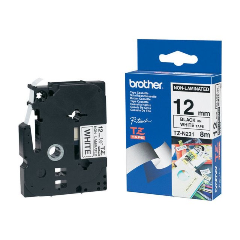 Tape P-Touch TZ-N231 12mm zwart/wit