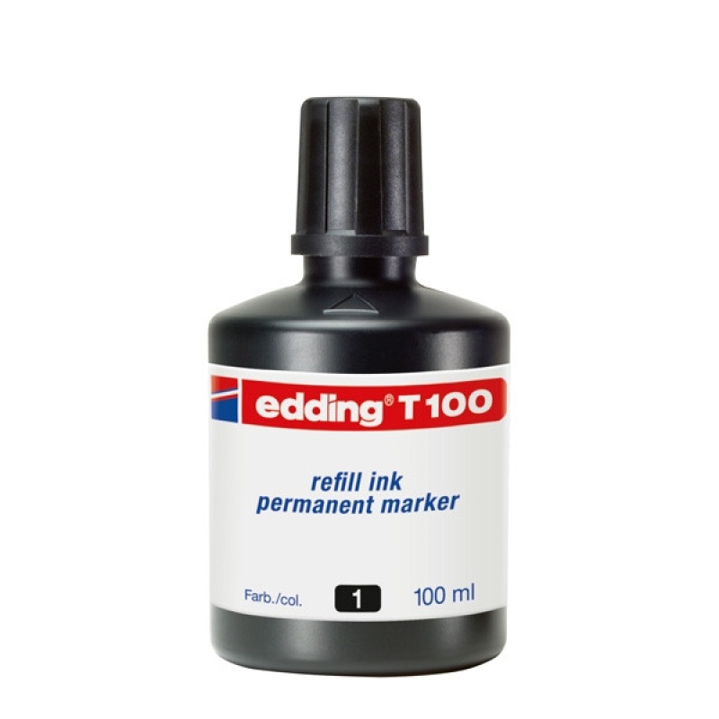 Inkt edding T100 flacon 100 ml zwart