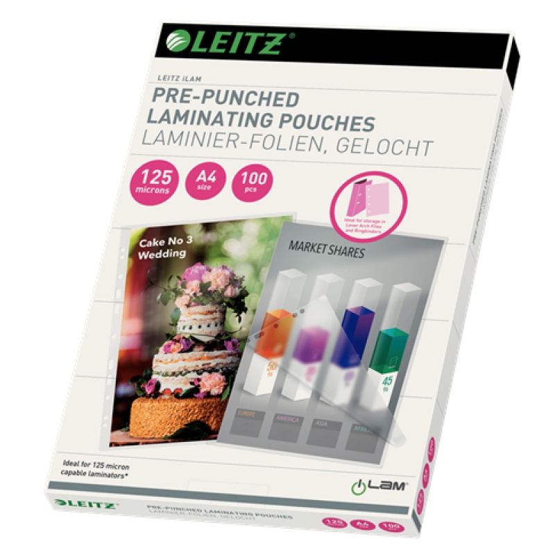 Lamineerhoes Leitz A4 perf. 125m/pak 100