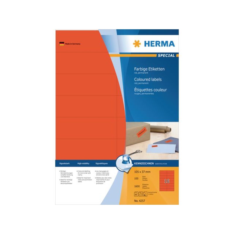 Etiket Herma ILC 105x37 rood/pk 1600