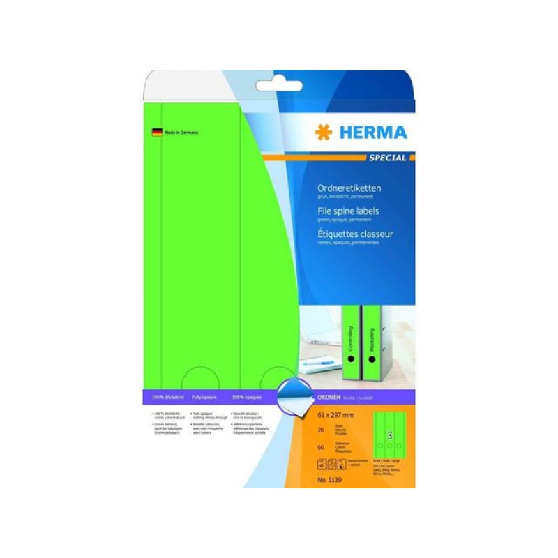 Rugetiket 297x61mm laser groen/doos60