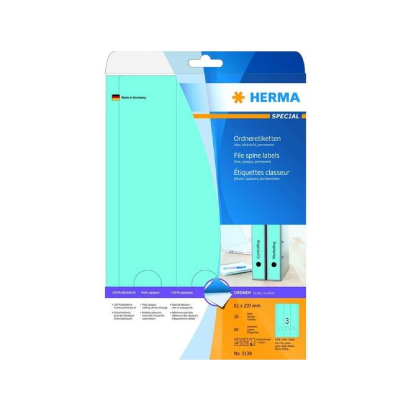 Rugetiket Herma ILC 61x297 blauw/ds60
