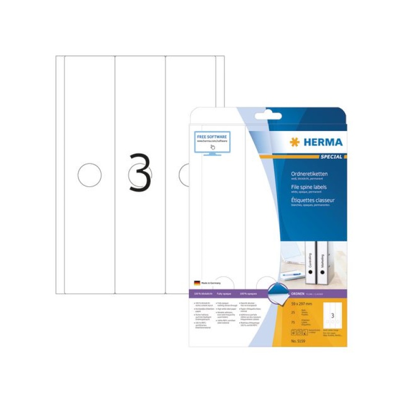 Rugetiket Herma ILC 59x297 wit/pk 75