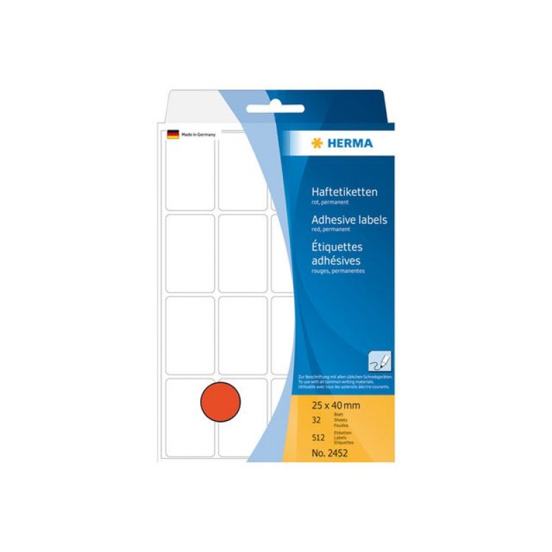 Etiket 25x40mm rood/doos 512