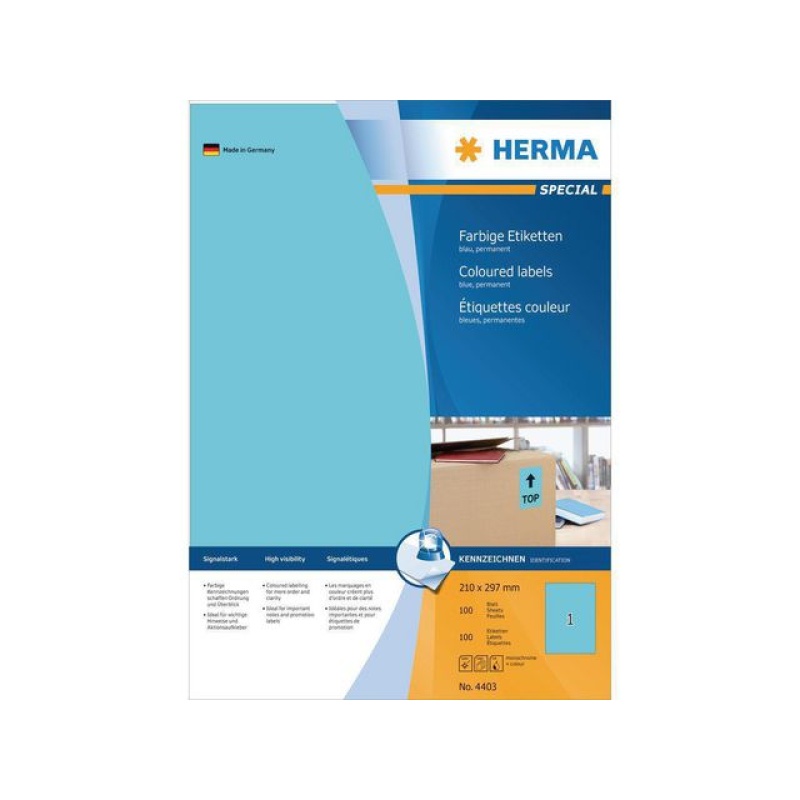 Etiket Herma ILC 210x297 blauw/pk 100