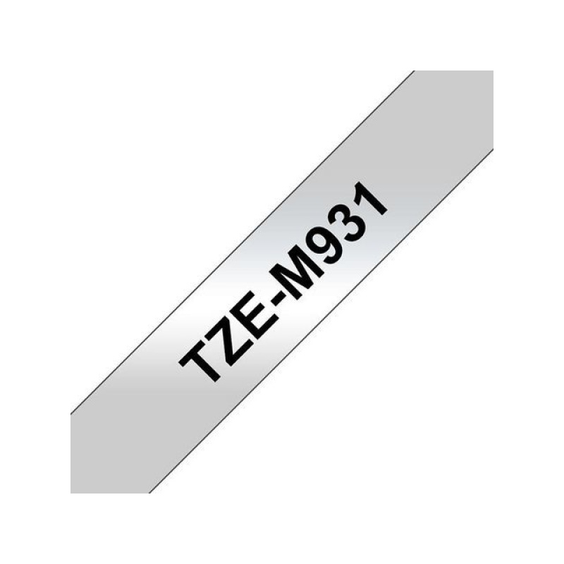 Tape P-Touch TZ-M931 12mm zw op zlvr mat