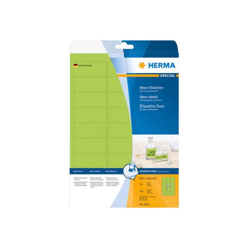 Etiket Herma 63x30mm fluor groen/pak 540