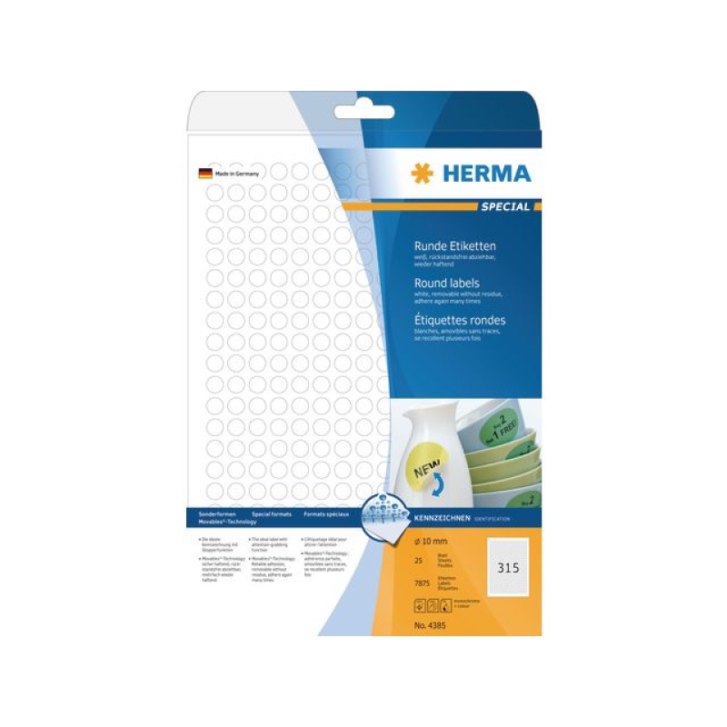 Etiket Herma rond 10mm afneem/doos 7875