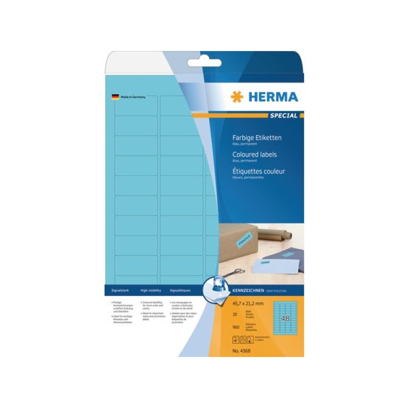 Etiket Herma ILC 45,7x21,2 blauw/pk 960