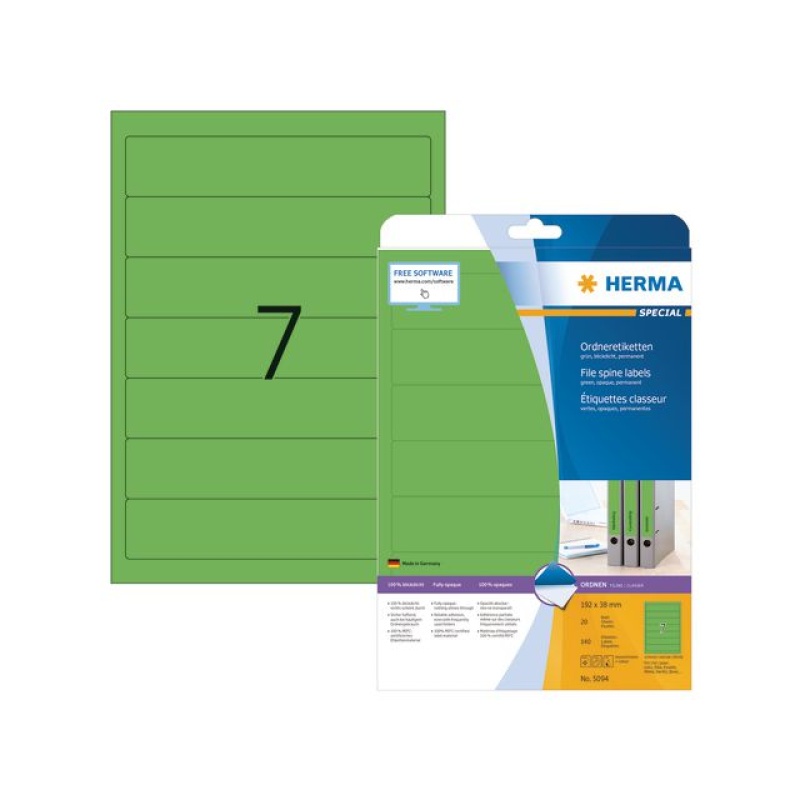 Rugetiket Herma ILC 192x38 groen/pk 140