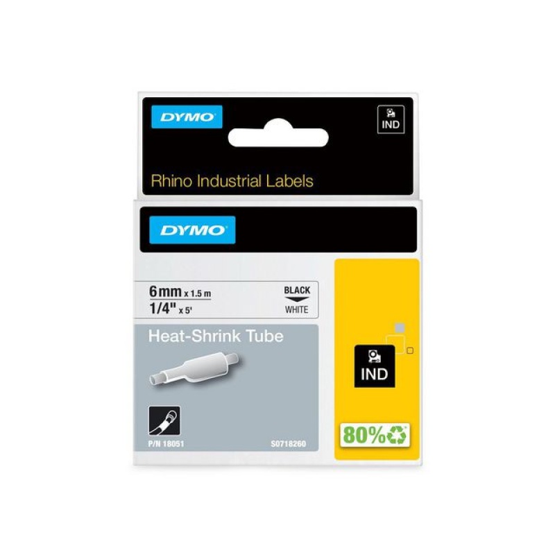 DYMO RHINO 6MMX1,5M WHT KRIMP