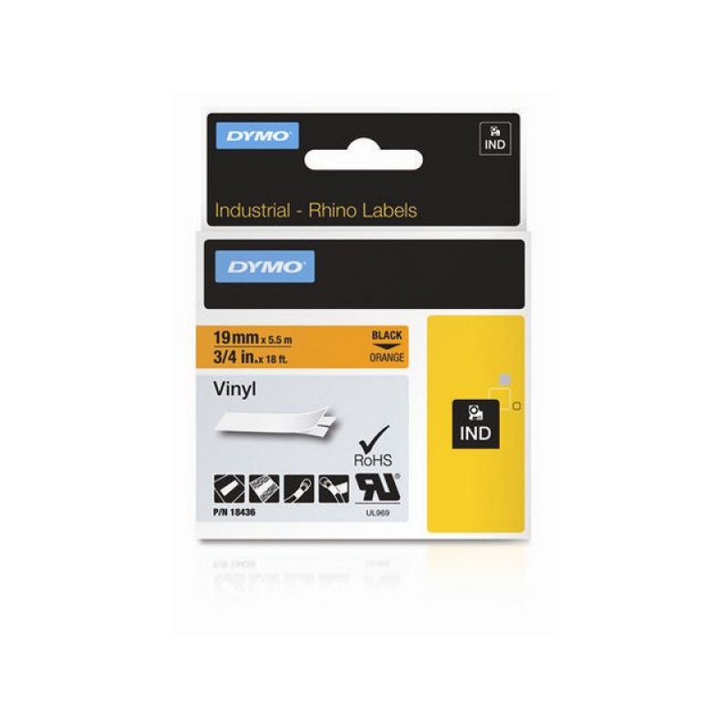 Tape Dymo Rhino vinyl 19mm oranje
