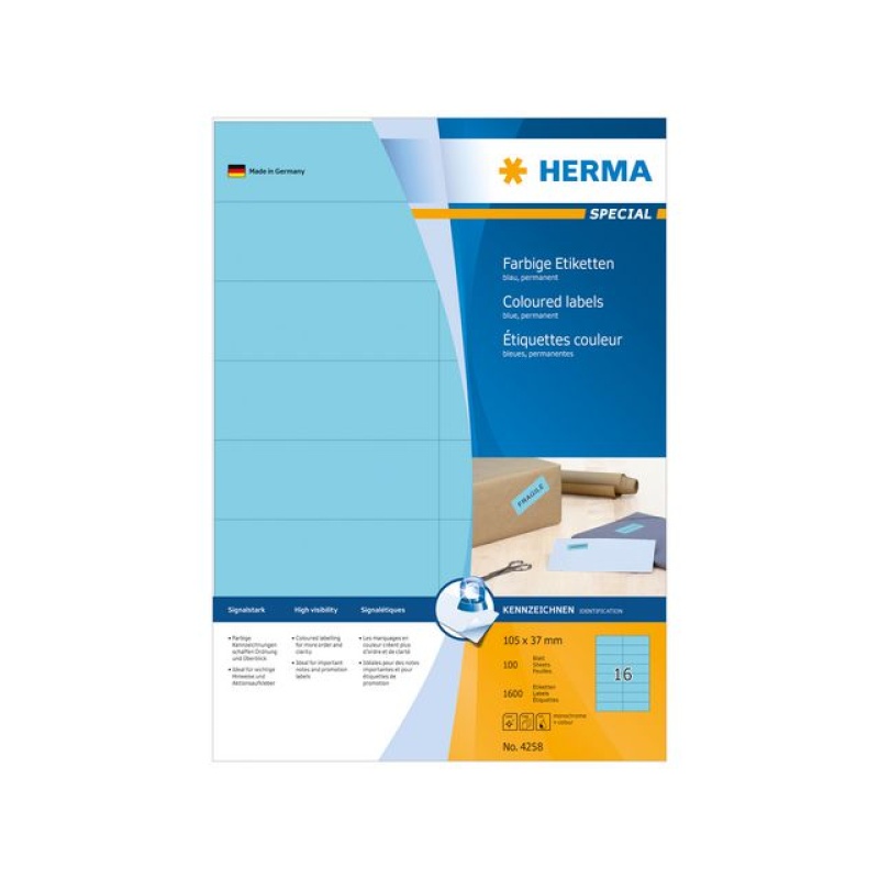Etiket Herma ILC 105x37 blauw/pk 1600