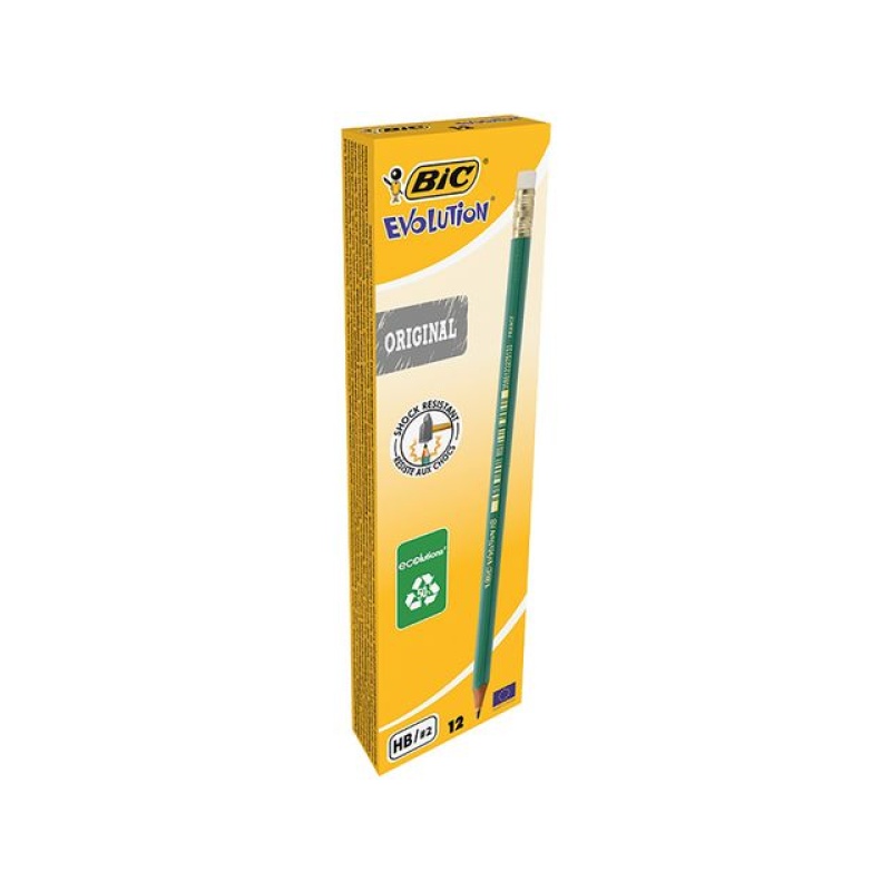 Potlood BIC ECOlution 655 HB + gum/ds 12