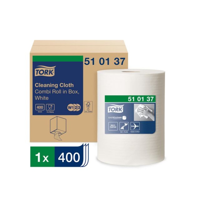Reinigingsdoek Tork W1-2-3 1L 152m wt/pk