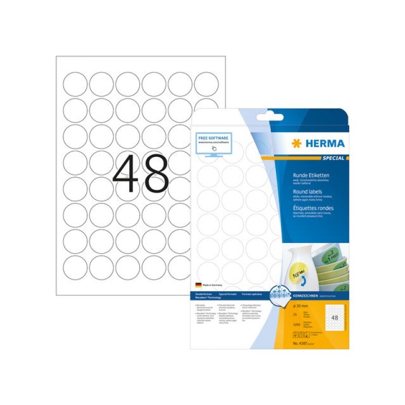 Etiket Herma ILC 30mm rond afn wt/pk1200