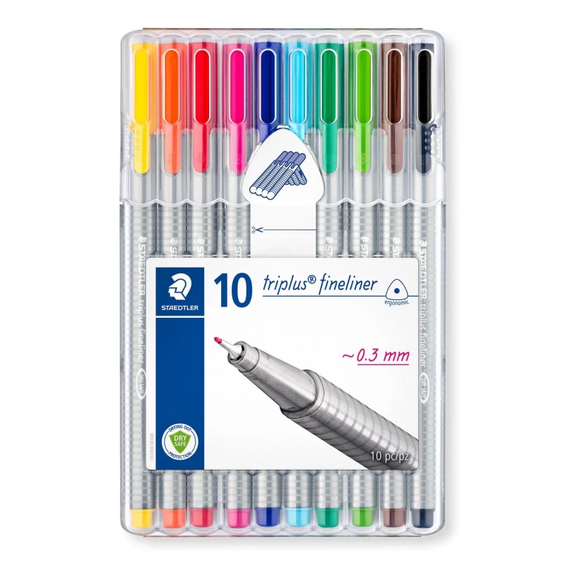 Fineliner Staedtler Triplus 0,3 ass/pk10