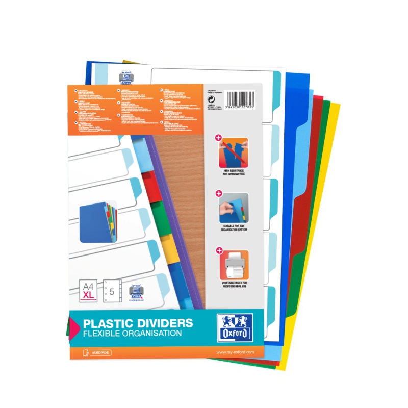 Tabblad Oxford A4XL 11R PP kleur/set 5