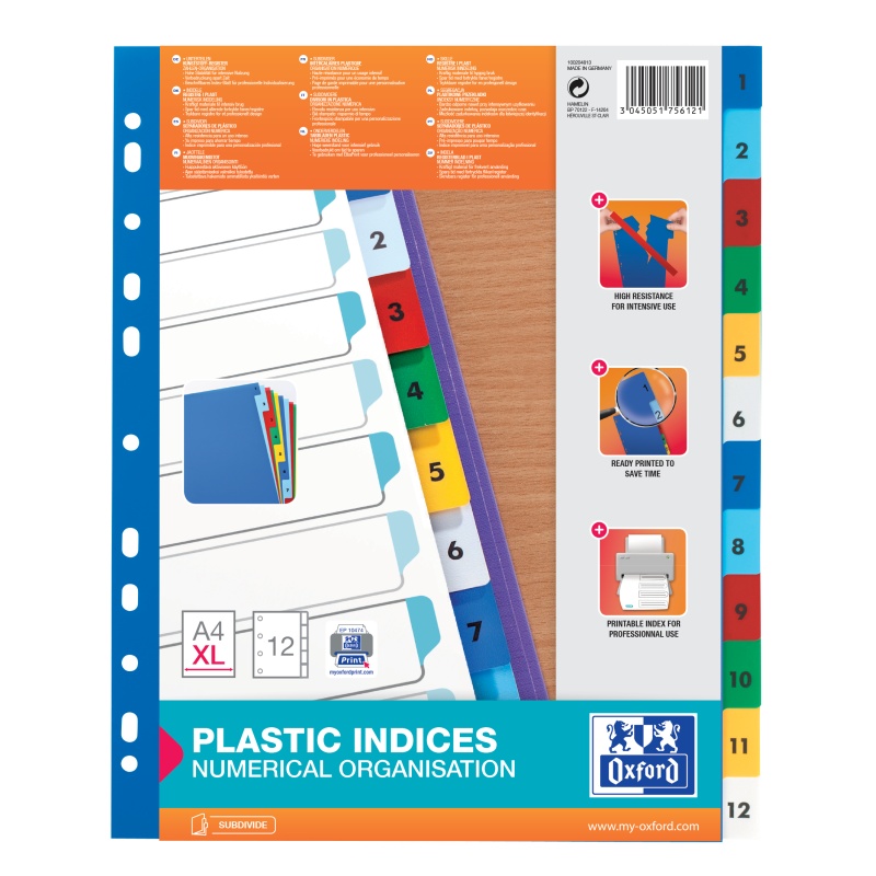 Tabblad Oxford A4XL 11R PP 1-12 kleur