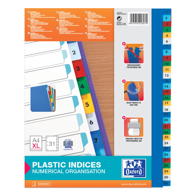 Tabblad Oxford A4XL 11R PP 1-31 kleur