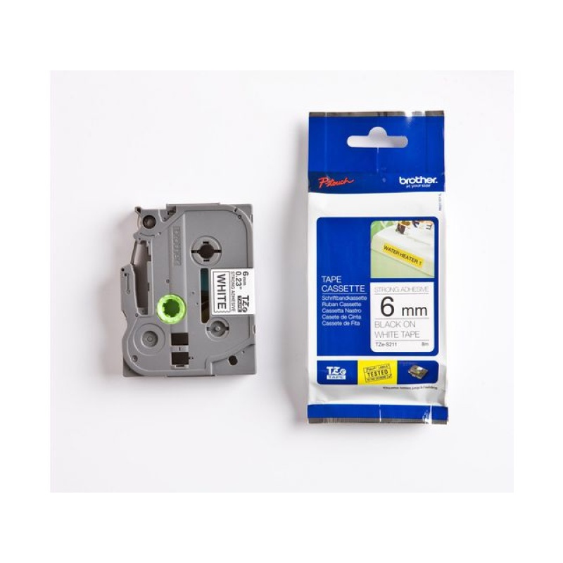 Tape P-Touch TZE-S211 6mm zwart op wit