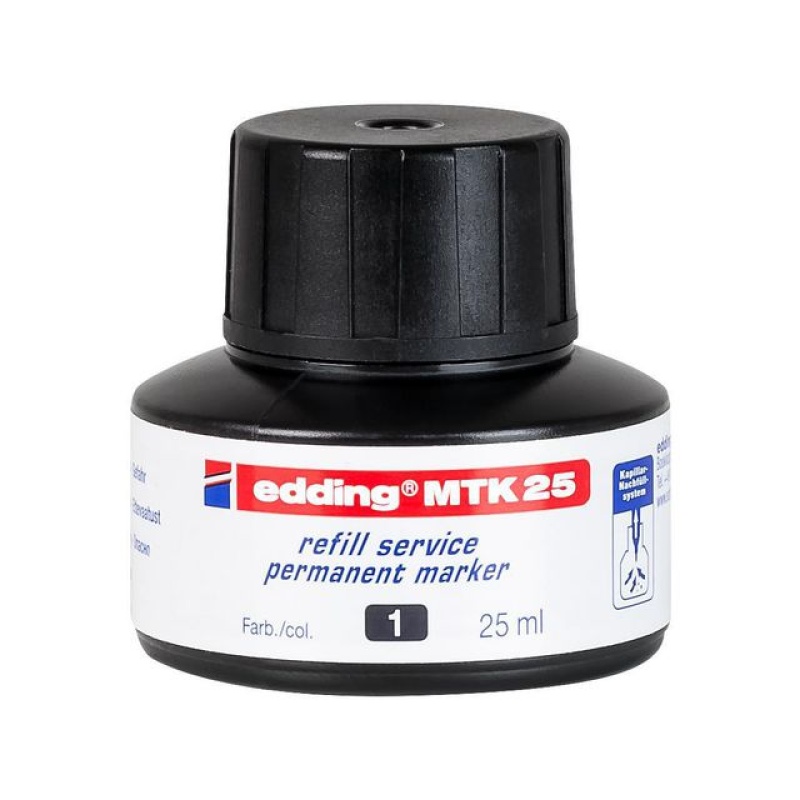 Inkt edding permanent MTK 25 zwart 25ml