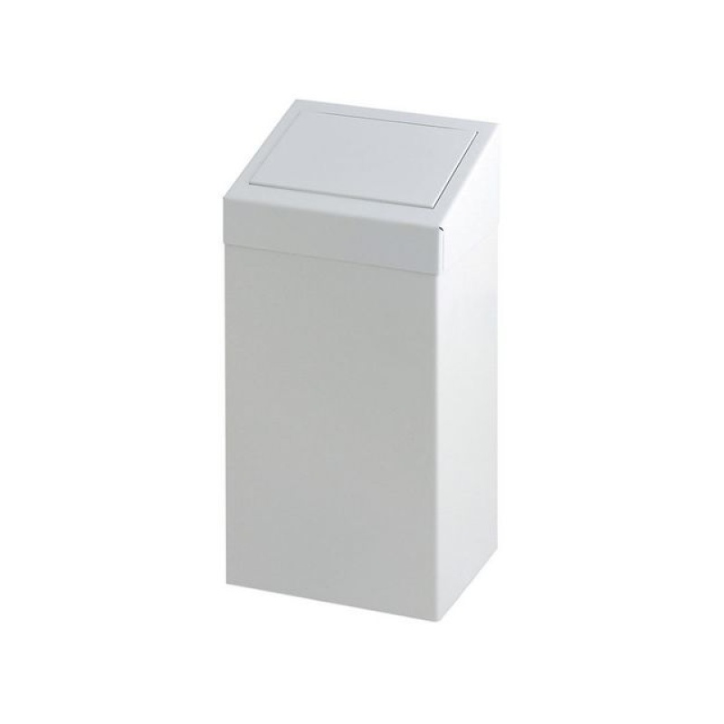 Afvalbak met pushklep 50L metaal wit