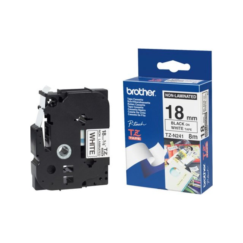 Tape P-touch TZN241 18mm zwart op wit