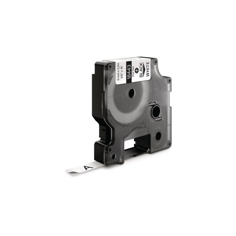 Tape Dymo Rhino 18443 9mm vinyl zwart/wt