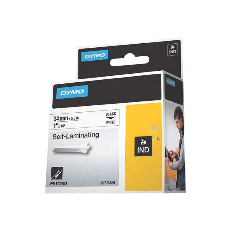 Tape Dymo Rhino 24mm selflam. vinyl wit