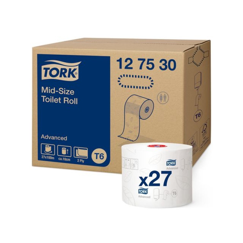 Toiletpapier Tork T6 Adv 2L wt/27rx100m