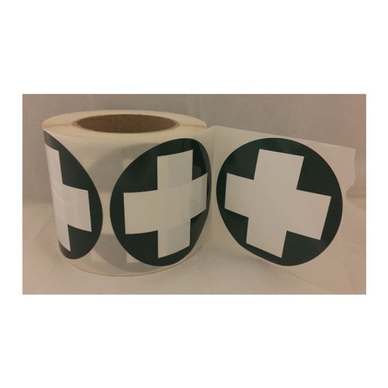 Sticker rond kruis groen/wit
