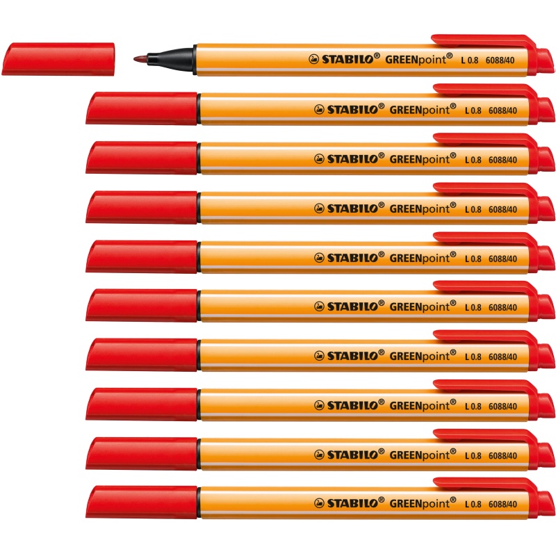 Fineliner Stabilo GREENpoint 0,8 rd/ds10