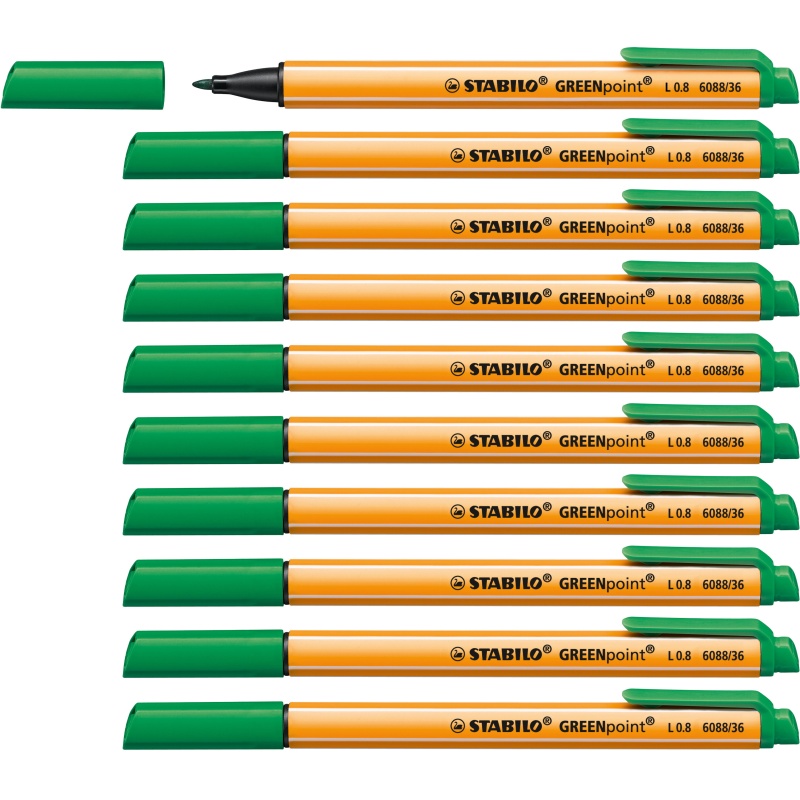 Fineliner Stabilo GREENpoint 0,8 gr/ds10