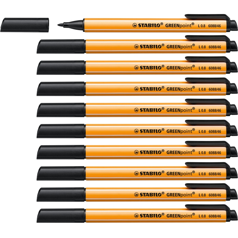 Fineliner Stabilo GREENpoint 0,8 zw/ds10