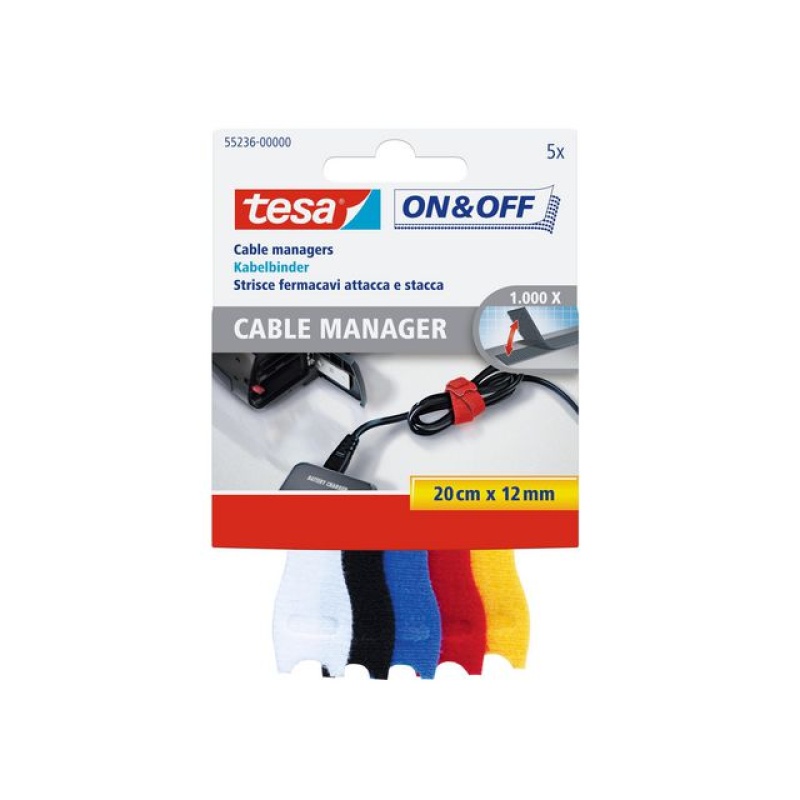 Kabelbinder Tesa 0,2mx12mm assorti/pk5