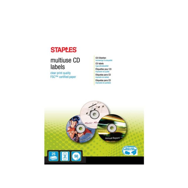 Etiket SPLS I 117mm CD/ DVD wt/pk50