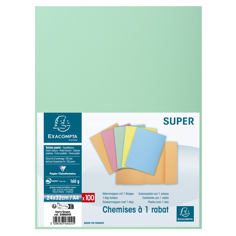 Vouwmap A4 NF Jura 160g 1-flap gr/pk100