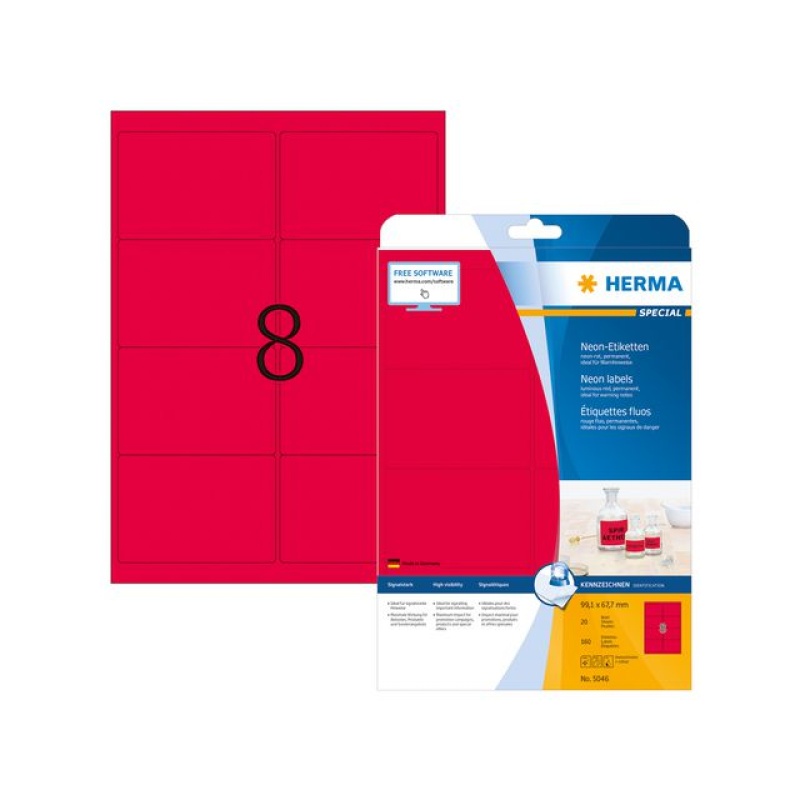 Etiket ILC 99x68 neon-rood/pak 160