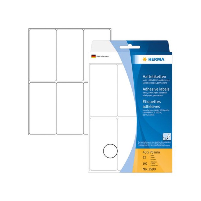 Etiket 40x75 wit/pk 192