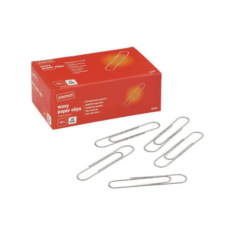 Paperclip 75 mm gegolfd vernikkeld/p100