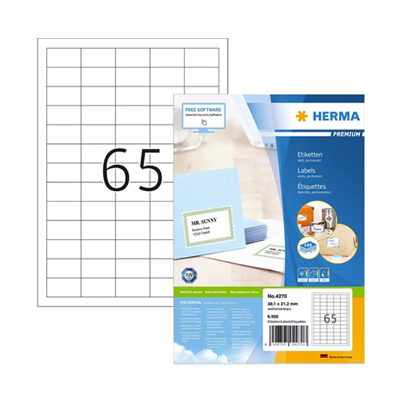 Etiket Herma ILC 38x21 prem wit/pak 6500