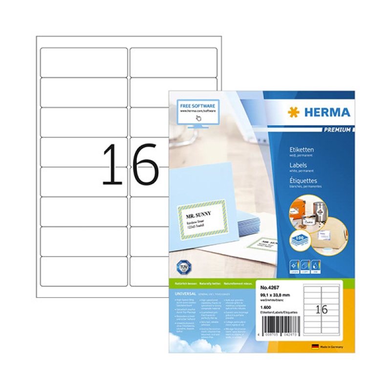 Etiket Herma ILC 99x34 prem wit/pak 1600
