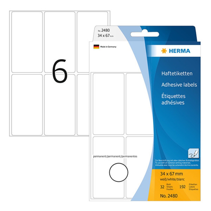 Etiket Herma 34x67 wit/pk 192