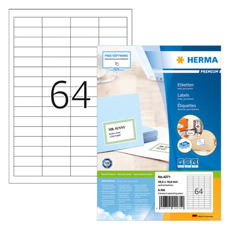 Etiket Herma ILC 48x17 prem wit/pak 6400