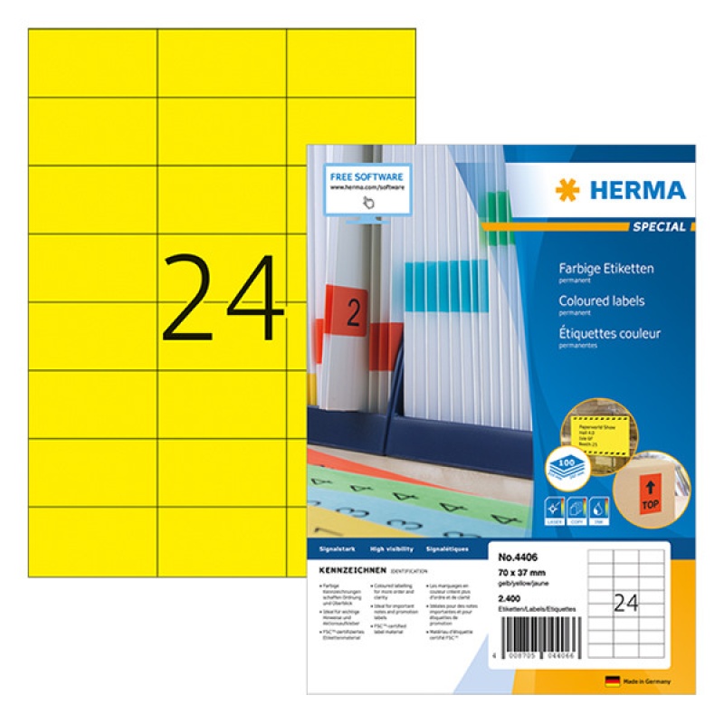 Etiket Herma ILC 70x37 geel/pak 2400