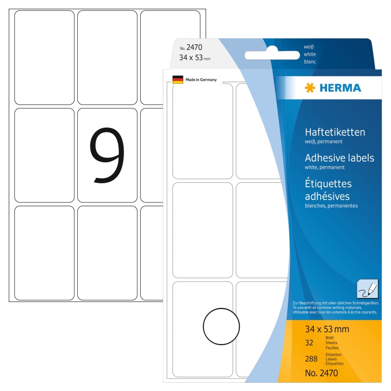 Etiket Herma 34x53 wit/pk 288