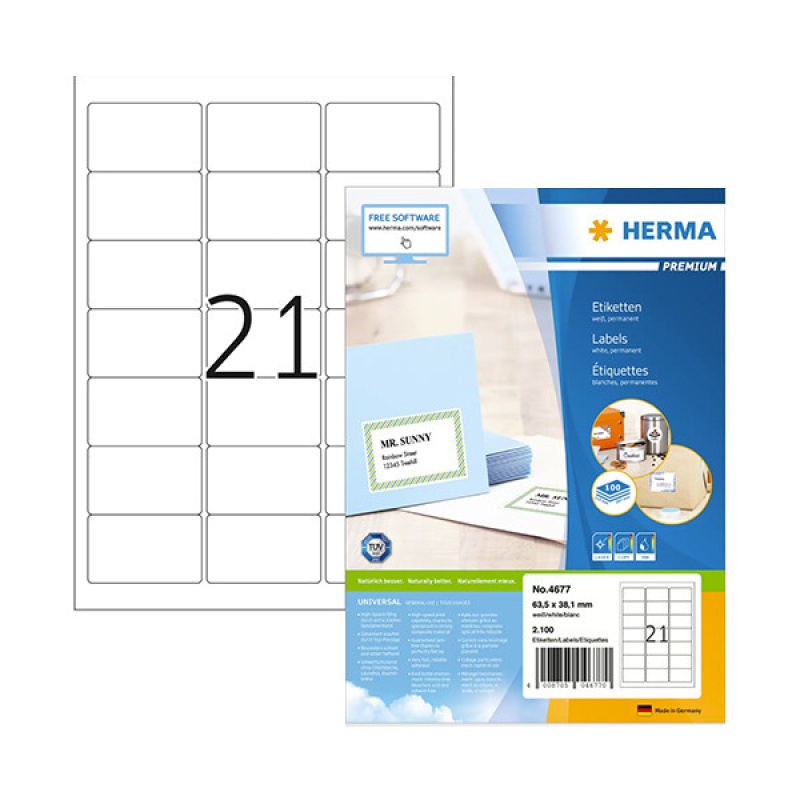 Etiket Herma ILC 64x38 prem wit/pak 2100