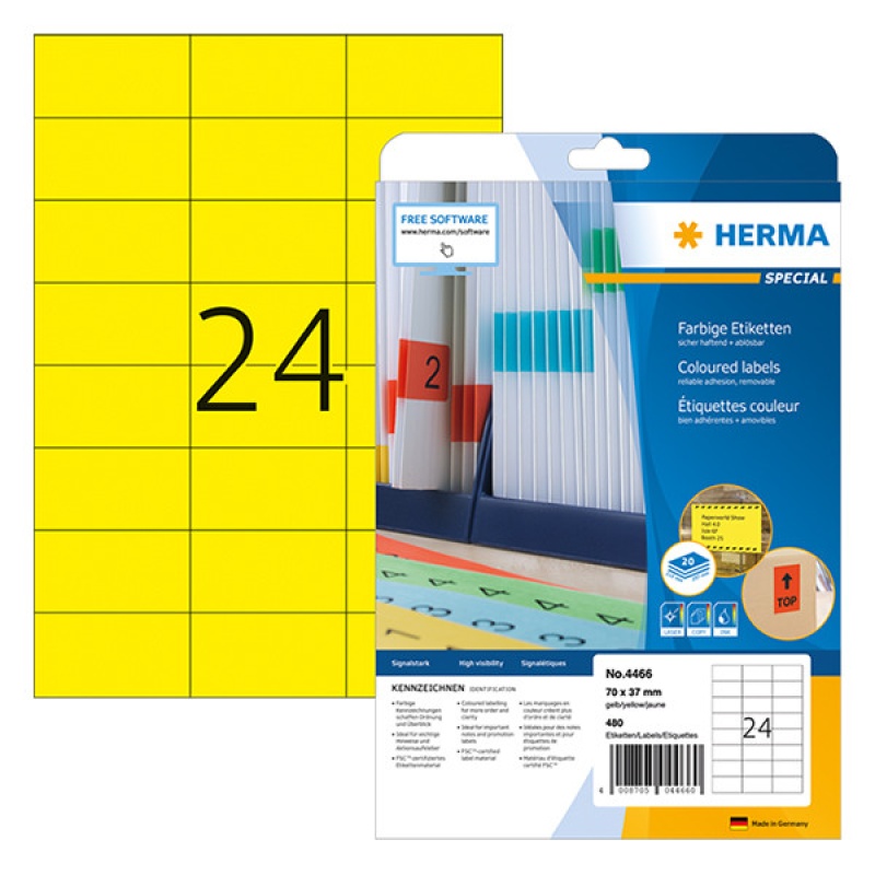 Etiket Herma ILC 70x37 geel/pak 480