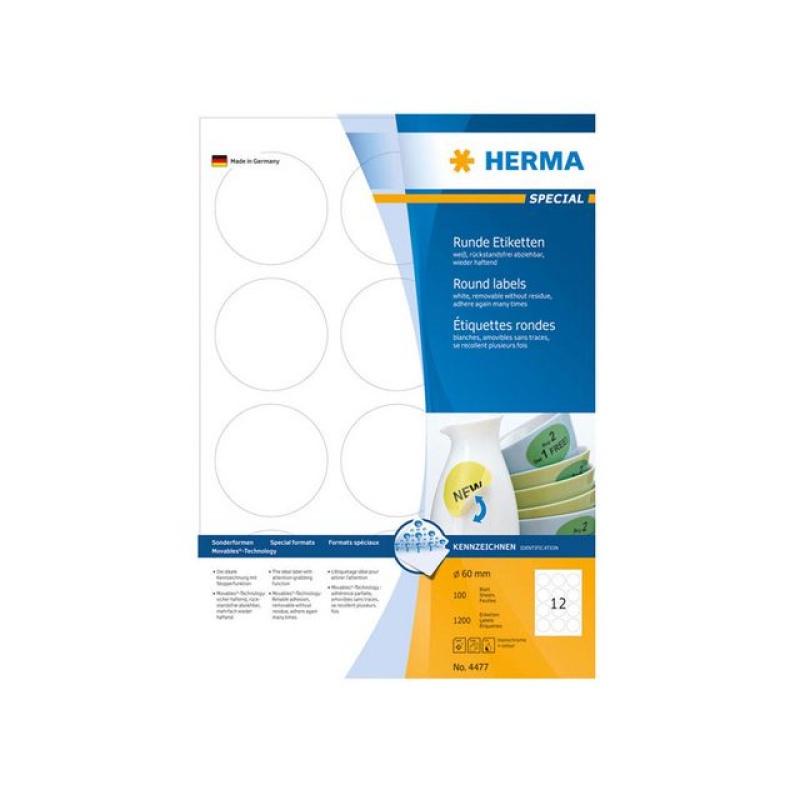 Etiket Herma ILC 60mm rond afn wt/pk1200